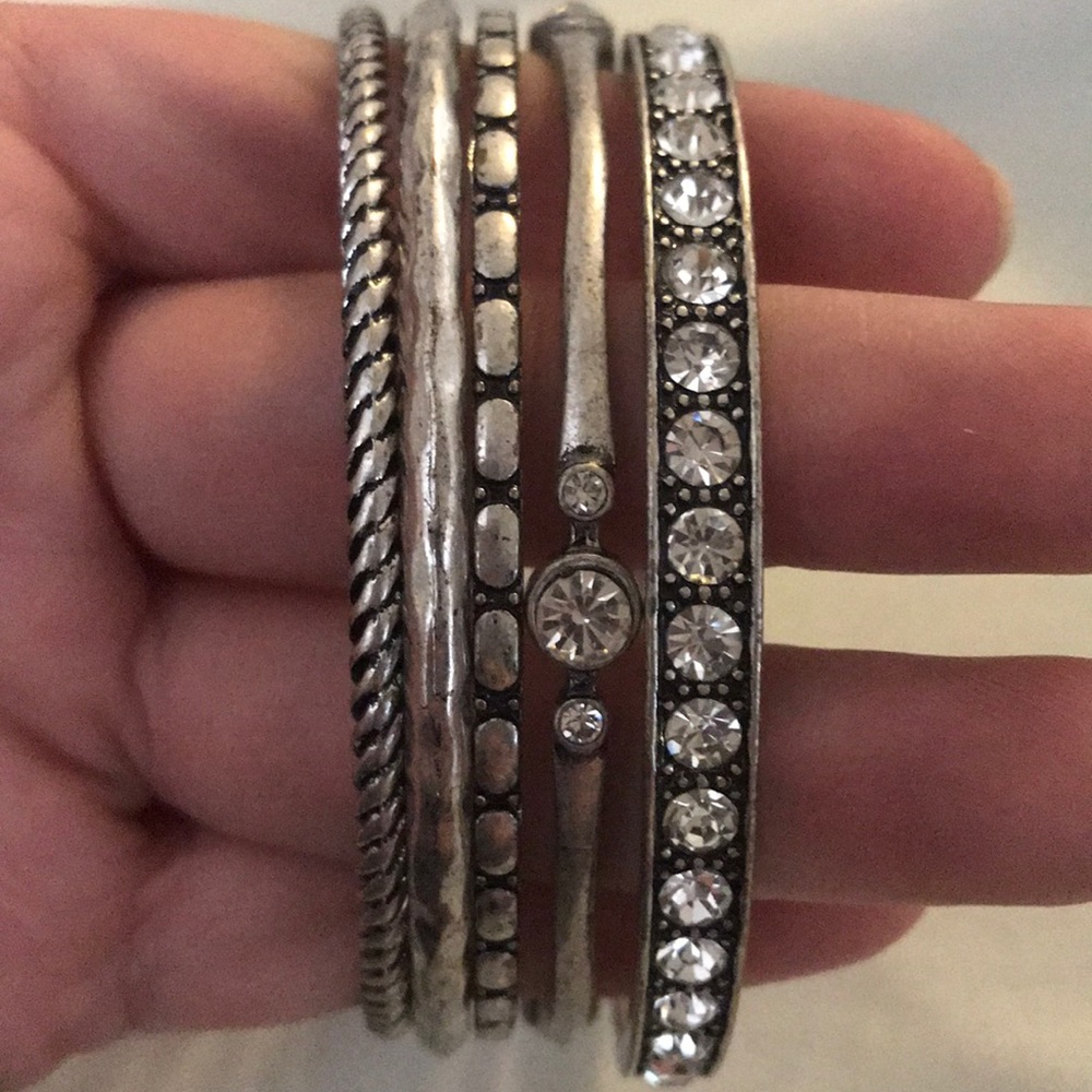 Premier Designs Silver Bangle Set